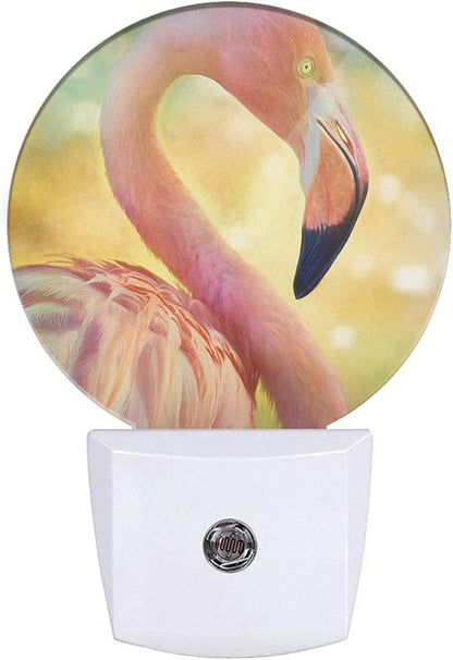 Pink Flamingo Night Light Tropical Animal Bird Bent Beautiful Neck Plug-in Nightlight Energy Saving 0.5W LED Lighting for Boys Girls Men Women