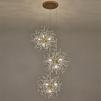 Crystal Firework Chandeliers,Modern Dandelion Starburst Ceiling Hanging Pendant Lighting Fixtures for Dining Room Bedroom Kitchen Living Room (8-Light)