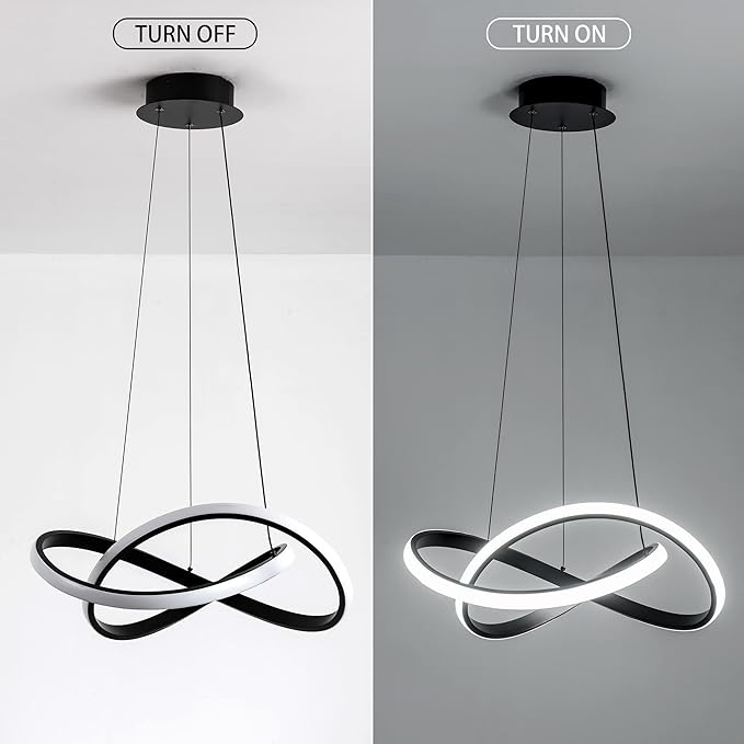 MAYNA Modern Chandelier with Remote Control, Dimmable LED Chandelier with 3 Color Temperature, Adjustable LED Pendant Light for Dining Room Kitchen Living Room Entryway, Black 19.7 inch