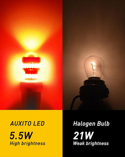 AUXITO Upgraded 1157 2357 LED Bulb Red for Tail Lights Brake Lights Super Bright 2057 2357 7528 BAY15D LED Replacement Light Kit for Tail Stop Brake Signal Running Lights, Pack of 2