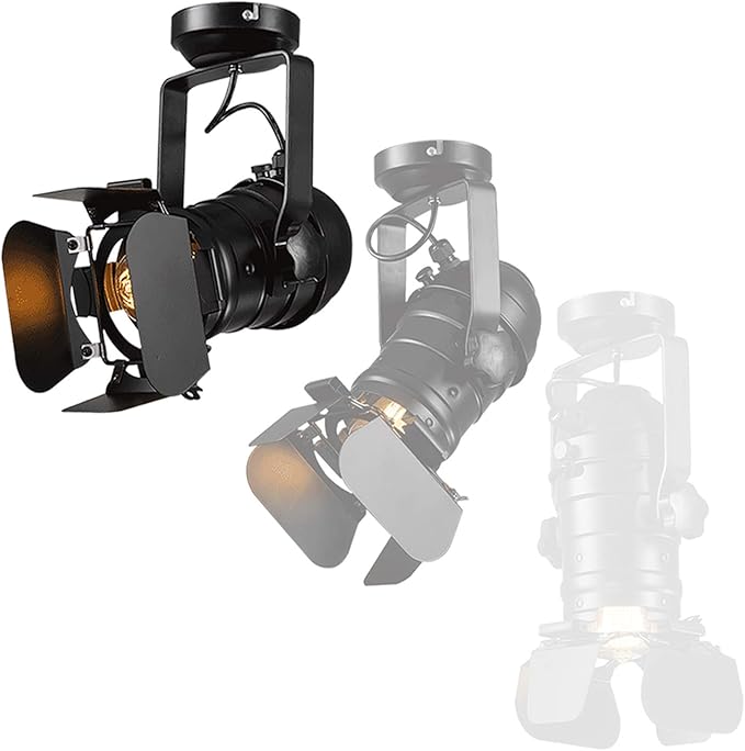 E26 L31 W17 H35cm Loft Vintage Industrial Iron Mount Spotlight Track Lighting Ceiling Shop Light Fixtures LED Pendant Lights Ceiling Lights for Home Lighting