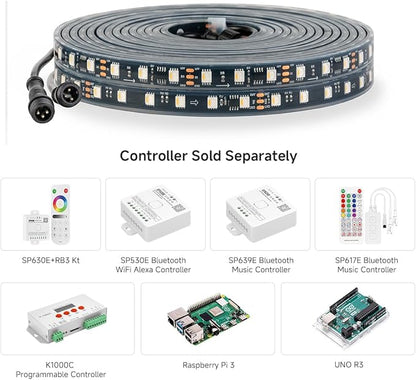 BTF-LIGHTING IP68 Waterproof Outdoor WS2814 RGBW IC LED Strip RGB+Warm White(3000K) Addressable Dream Color 5050SMD Light DC12V 16.4ft 60LEDs/m 20Pixels/m Can Work Outdoor(No Adapter or Controller)