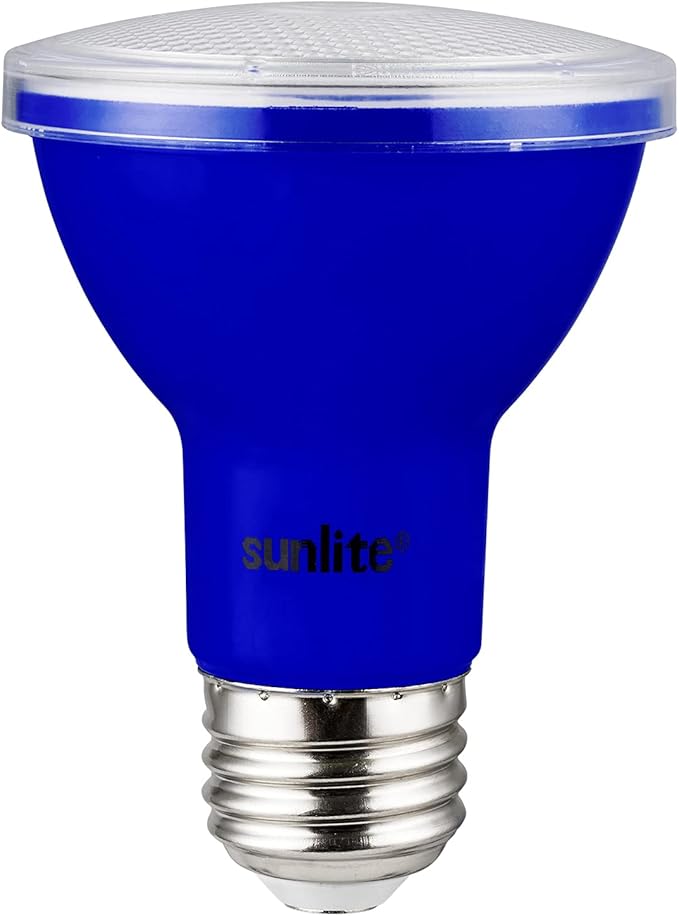Sunlite 81467 LED PAR20 Colored Recessed Light Bulb, 3 Watt (50w Equivalent), Medium (E26) Base, Floodlight, ETL Listed, Blue, 1 Count