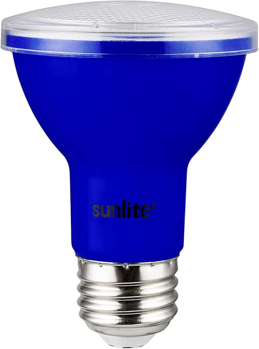 Sunlite 81467 LED PAR20 Colored Recessed Light Bulb, 3 Watt (50w Equivalent), Medium (E26) Base, Floodlight, ETL Listed, Blue, 1 Count