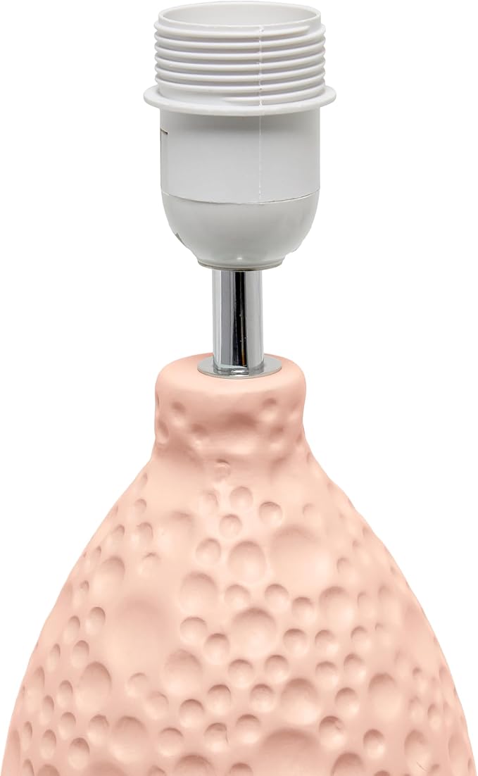 Simple Designs LT1193-PNK 14.17" Refined and Textured Oval Stucco Ceramic Table Lamp, for Living Room, Bedroom, Office, Pink