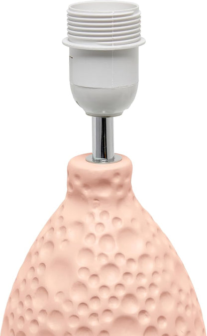 Simple Designs LT1193-PNK 14.17" Refined and Textured Oval Stucco Ceramic Table Lamp, for Living Room, Bedroom, Office, Pink
