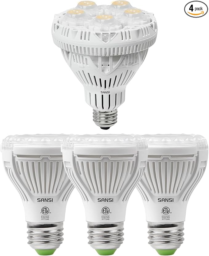 SANSI 24W Grow Light Bulb 1pack + 10W Grow Bulb 3pack, LED Full Spectrum, with Optical Lens for High PPFD, Energy Saving Plant Lights for Seeding and Growing