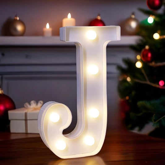 LED Light Up Marquee Letters, Battery Powered Decorative LED Letter Lights, Alphabet Light Up Letters for Wedding Birthday Party,Holiday Lamp or Home Bar Decoration (Letter J)