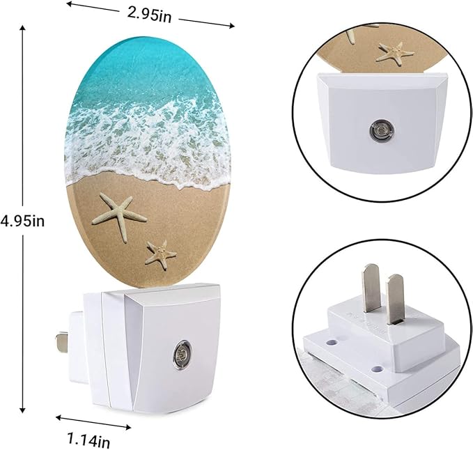 EKOBLA Ocean Plug-in Night Light, Beach Sand & Wave LED Nightlight with Dusk to Dawn Sensor, 0.5W for Women & Kids