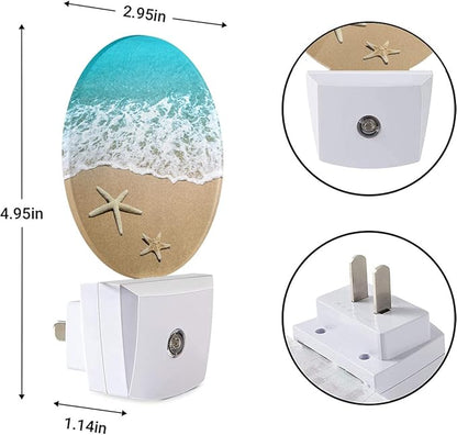 EKOBLA Ocean Plug-in Night Light, Beach Sand & Wave LED Nightlight with Dusk to Dawn Sensor, 0.5W for Women & Kids