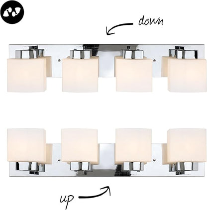 Design House Dove Creek Bathroom Light Fixtures - Traditional 4-Light Vanity Lights for Bathroom - Dimmable Vanity Lights with Frosted Glass – Polished Chrome – Design House, 589671