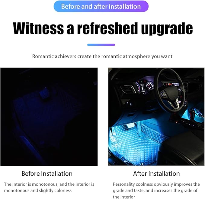 Car LED Atmosphere Lights, Auto Interior Decorative Lamp with Cigarette Adapter Plug, Under Dash Ambient Night Light 12V Car Charger, Vehicle Accessories for Truck, SUV, Sedan (Light Blue)