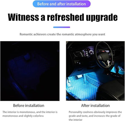 Car LED Atmosphere Lights, Auto Interior Decorative Lamp with Cigarette Adapter Plug, Under Dash Ambient Night Light 12V Car Charger, Vehicle Accessories for Truck, SUV, Sedan (Light Blue)