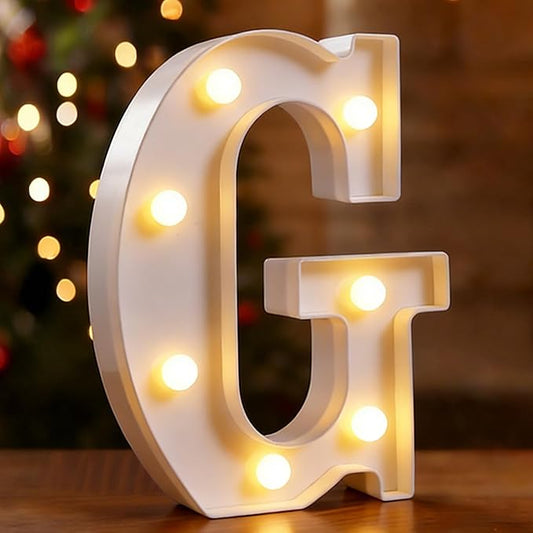 Small Led Marquee Letters, Light Up Letters, 8.58 Inch Led Letter Lights, Battery Powered Lighted Sign for Table, Party, Birthday, Christmas Decor (Letter G)