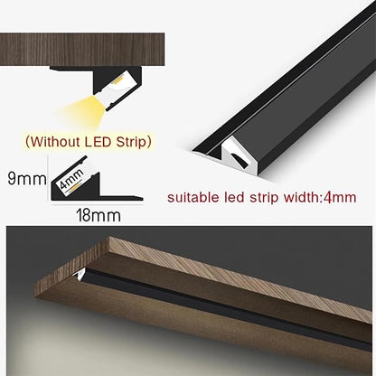 JARBIH 5Pack Surface Mounted LED Linear Aluminum Profile, 45 Degree Led Bars Invisible Oblique Beam Lamp Bookcase Layer Shelf Led Channel Kitchen Closet Hidden Lighting(50cm, Black)
