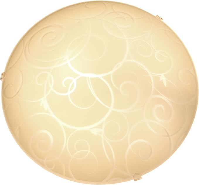 Simple Designs FM3000-WHT Round Flushmount Flush Ceiling Light with Scroll Swirl Design, White