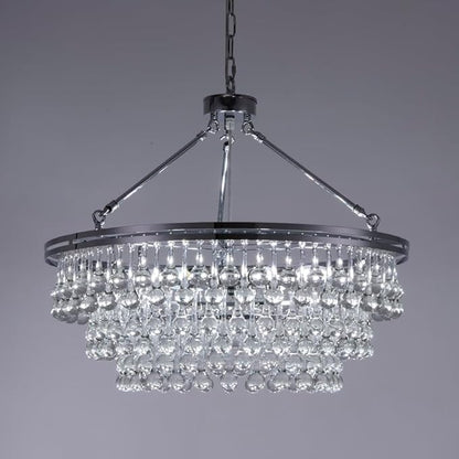 TOCHIC Modern Crystal Chandelier for Dining Room, 24 inch Chrome Chandeliers Light Fixtures Ceiling Hanging Crystal Pendant Lighting for Living Room, Kitchen Island Light, Bedroom Chandelier, 3 Tiers