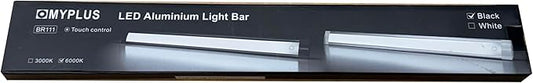 MYPLUS Under Cabinet Lights, 12" Touch Activated and Dimmable Aluminum LED Bar for Kitchen, Workbench and Desk, 3.5W,213 Lumens,Cold White 6000K, Plug-in, Black.