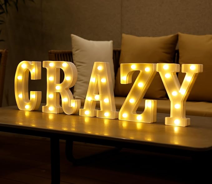 Small Led Marquee Letters, Light Up Letters, 8.58 Inch Led Letter Lights, Battery Powered Lighted Sign for Table, Party, Birthday, Christmas Decor (Letter C)