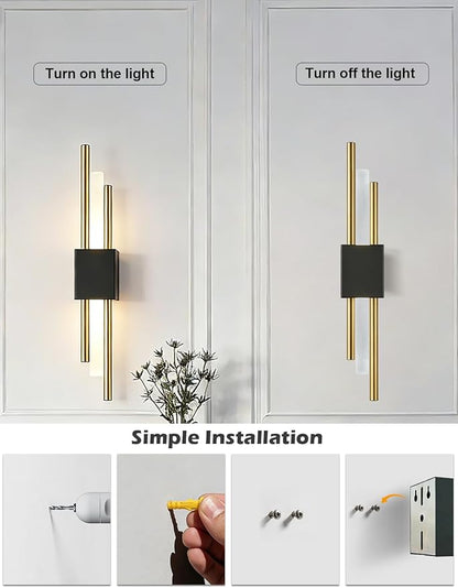 2 Pcs USB Rechargeable Wall Sconces, Wireless Cordless Wall Lamp with Dimmable Timer, No Wiring Needed Mounted Wall Light, Modern Decor Wall Sconce for Living Room, Bedroom, Study, Bathroom, Corridor