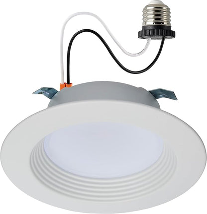 Satco LED Retrofit Downlight with Stepped Baffle, CCT Selectable 2700K/3000K/3500K/4000K/5000K, 4 Inch Round, White