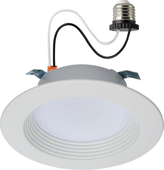 Satco LED Retrofit Downlight with Stepped Baffle, CCT Selectable 2700K/3000K/3500K/4000K/5000K, 4 Inch Round, White