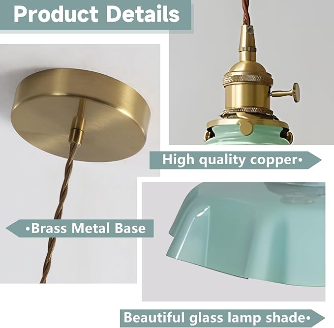 Mid Century Pendant Light,E26 Base Gold Pendant Lights Kitchen Island Ceiling Lamp Suitable for Kitchen Dining Room Bedroom Outdoor,Color Green