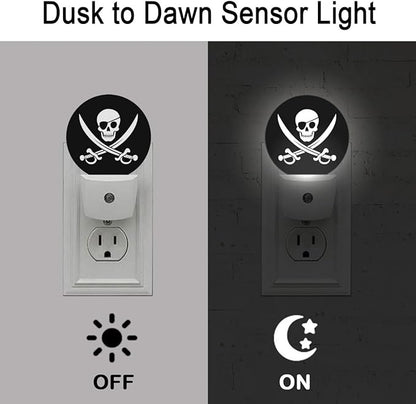 Skull Pirate Night Light Plug-in Sleep Lamp Led Dusk to Dawn Night Light for Bedroom