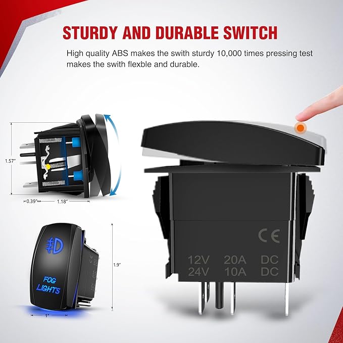 Nilight 16AWG Heavy Duty Wiring Harness Kit - 12V 5PIN Rocker Switch Relay Blade Fuse Socket Connector - Compatible with 9005 9006 9140 9145 HB3 H10 Fog Light Bulbs
