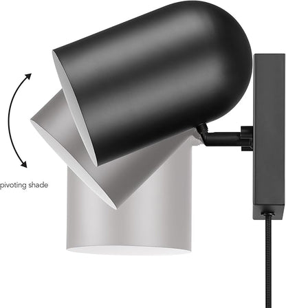 Globe Electric 65000098 1-Light Plug-in or Hardwire Wall Sconce, Matte Black, 6ft Braided Fabric Cord, in-Line Rocker Switch, Modern Lighting for Apartments or Renters, Lights for Living Room