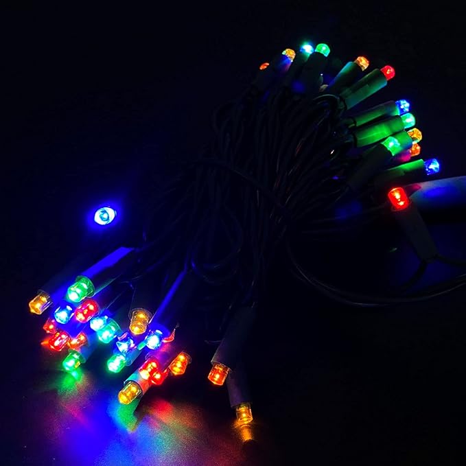 UL Listed 50 Count 5MM Wide Angle Led Christmas Light Set,Outdoor Mini Led String Lights for Garden Patio Tree Lighting Decoration,17 Feet Green Wire (Multi-Colored)