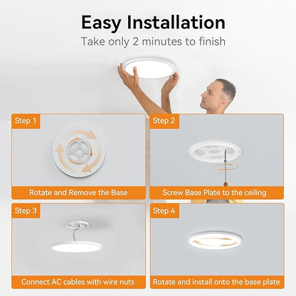 WKONCLDY 8-Pack 7.5Inch LED Ceiling Lights, 5 Colors Selectable Flush Mount Ceiling Lights, Ultra Thin LED Ceiling Lights Fixtures 0.87Inch for Dinning Room