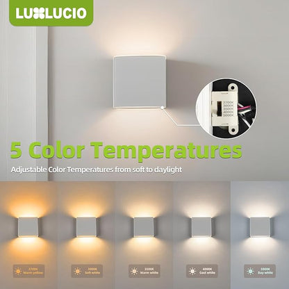 Indoor Outdoor Up and Down Wall Sconce, 5%-100% Dimmable 18W, 5 Color Temperature Selectable (2700K-5000K), Modern Lighting for Living Room/Porch, CRI90+, 120V-277V, ETL FCC Certified