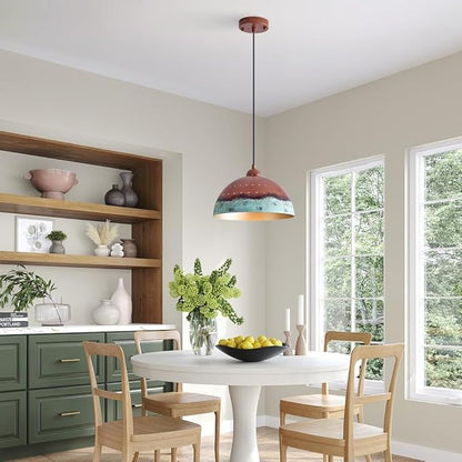 11.8 Inch Metal Dome Pendant Light, Industrial Kitchen Island Pendant Light Farmhouse Hemispherical Hanging Ceiling Light Fixture for Dining Room, Bar, Restaurant
