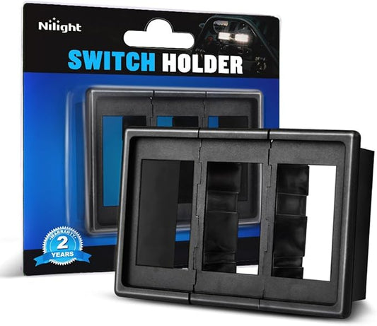 Nilight 90011C Rocker Panel Holder Kit ABS Plastic Black Automotive Mount Toggle Switch Housing (Pack of 3), 2 Years Warranty