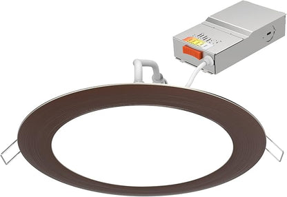 Juno WF4 SWW5 90CRI ORB M6 Round LED Wafer Downlight, 120 Volts, Switchable Color Temperature 2700K/3000K/3500K/4000K/5000K, Triac Dimming, 4-Inch Ultra Thin Trim, Oil Rubbed Bronze