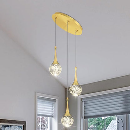 Flashing God 3 Pendant Lights Gold Farmhouse Light Fixtures Kitchen Island Lighting Small Crystal Hanging Chandeliers Modern Ceiling Pendant Light for Dinning Room Bedroom Hallway Bar
