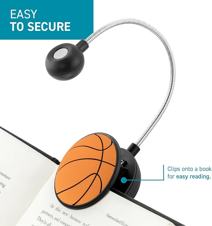 WITHit Clip On Book Light – Dimmable LED Reading Light for Books and eBooks, Reduced Glare, Portable, Cute Bookmark Light for Kids & Adults, Batteries Included (Basketball, in The Zone)