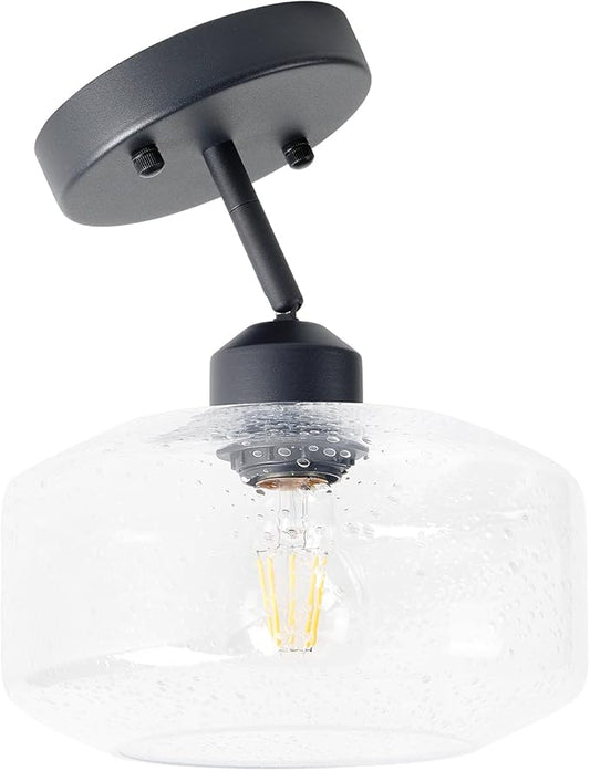 TeHenoo Sloped Ceiling Light with Clear Seeded Glass Shade, Adjustable for Kitchen,Hallway,Living Room