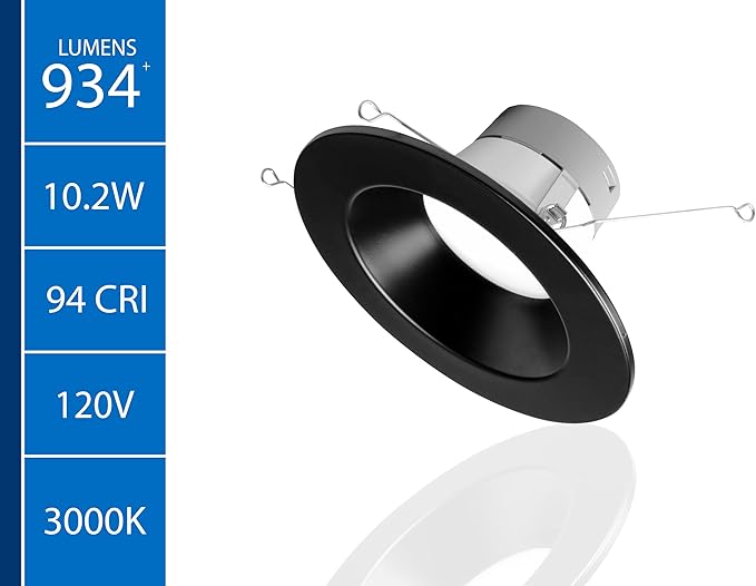 NICOR DLR566091203KBK DLR56(v6) 5/6-inch Black 900 Lumen 3000K Recessed LED Downlight