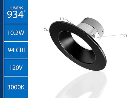NICOR DLR566091203KBK DLR56(v6) 5/6-inch Black 900 Lumen 3000K Recessed LED Downlight