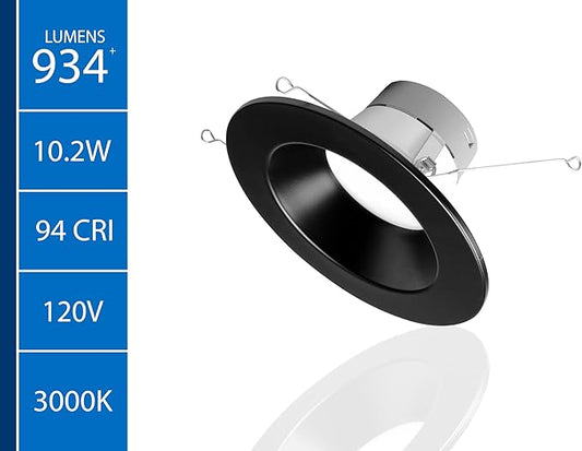 NICOR DLR566091203KBK DLR56(v6) 5/6-inch Black 900 Lumen 3000K Recessed LED Downlight