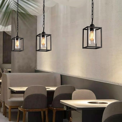 3 Pack Farmhouse Pendant Light,Black Metal Frame Hanging Light Fixture with Clear Glass Shade, Adjustable Chains Industrial Mini Pendant Lighting for Kitchen Island Entryway Porch Foyer