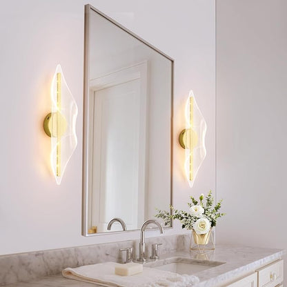 Gold Wall Sconce Modern Wall Lighting LED Dimmable Wall Lamp for Living Room Hallway Bathroom Bedroom 22.4In