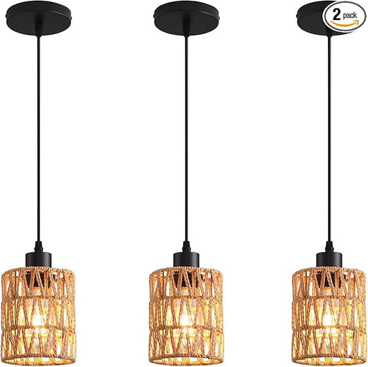Farmhouse Pendant Light Fixture, Black Pendant Lights for Kitchen Island Industrial Lantern Pendant Light Fixtures with Light Shade, Adjustable Height Hanging Pendant Lighting
