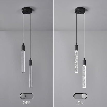 Modern Light Fixture Kitchen Island Pendant Light Dimmable LED Black Pendant Lights Mini Crystal Pendant Lighting for Bedroom Dining Room Living Room（2-Light ）