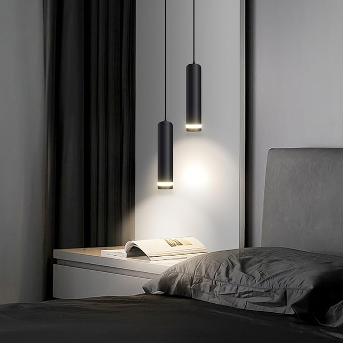 OKELI Modern Pendant Lights, Black LED Pendant Lights Fixtures,3 Color Pendant Lighting for Kitchen Island, Bar,12W,3000K-6000K,ETL(3pack)
