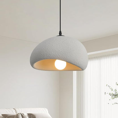 11.8in Wabi Sabi Pendant Light, Kitchen Island Lighting Fixture Ceiling Mount Japanese Lamp Japandi Chandelier for Dining Living Room Hallway Bedroom Restaurant Hanging Lamp, Grey 1 Pack