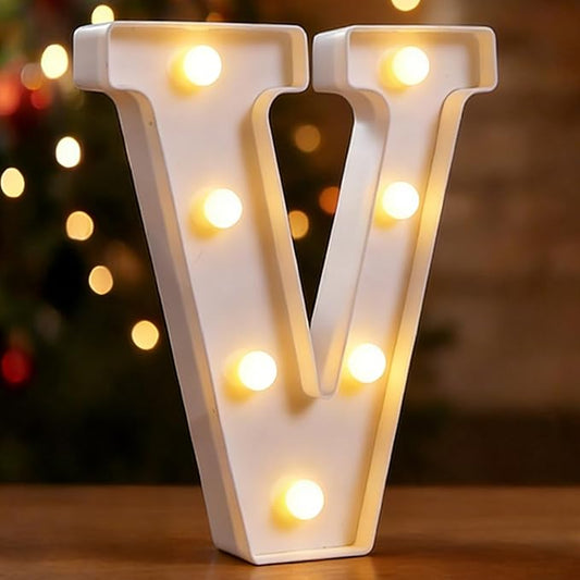Small Led Marquee Letters, Light Up Letters, 8.58 Inch Led Letter Lights, Battery Powered Lighted Sign for Table, Party, Birthday, Christmas Decor (Letter V)