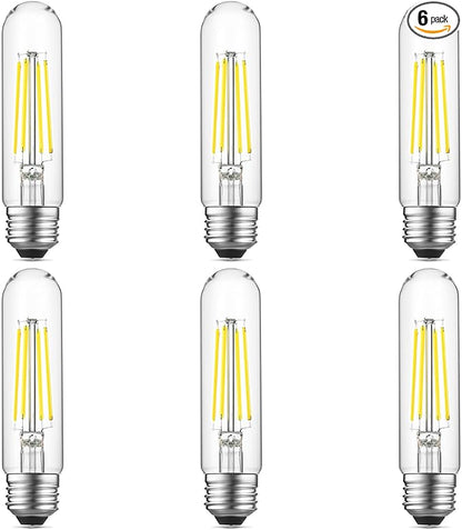 Gozelux E26 LED Bulb 6W Equal 60 Watt Light Bulbs Daylight 5000K E26 Edison Bulb AC120V 750lm Dimmable 5 Inch Long Tubular T10 LED Bulb for Rustic Pendant, Chandeliers, Wall Sconces, Pack of 6